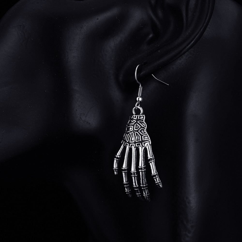 Skeleton Hand jewellery Dangle Silver Plated Earrings - The Jewellery House