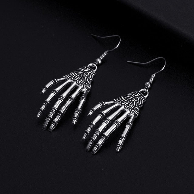 Skeleton Hand jewellery Dangle Silver Plated Earrings