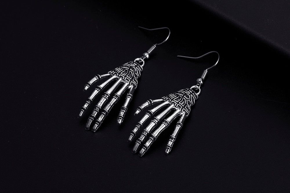 Skeleton Hand jewellery Dangle Silver Plated Earrings - The Jewellery House