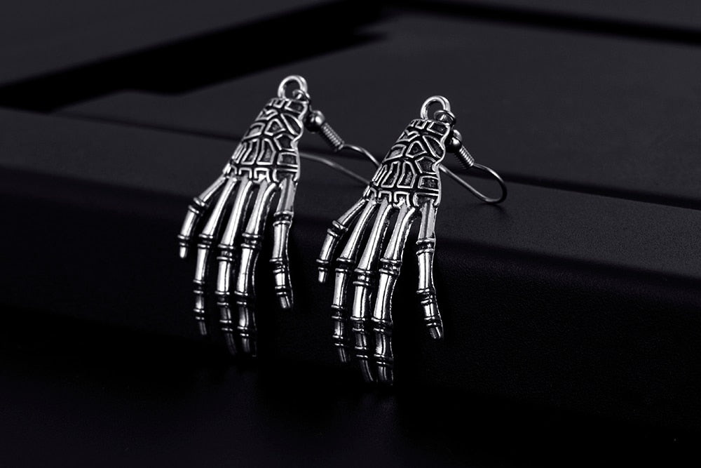 Skeleton Hand jewellery Dangle Silver Plated Earrings - The Jewellery House