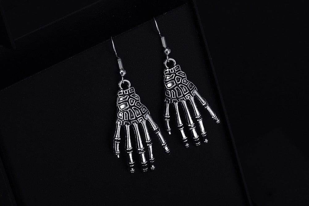 Skeleton Hand jewellery Dangle Silver Plated Earrings - The Jewellery House