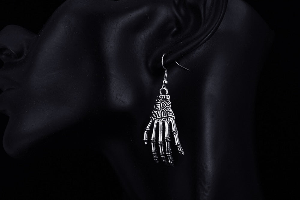 Skeleton Hand jewellery Dangle Silver Plated Earrings - The Jewellery House