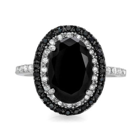 Classic Silver with Oval Shape Obsidian Gemstones Ring - the jewellery house