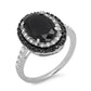 Classic Silver   with Oval Shape Obsidian Gemstones  Ring - the jewellery house