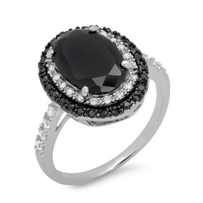 Classic Silver   with Oval Shape Obsidian Gemstones  Ring - the jewellery house