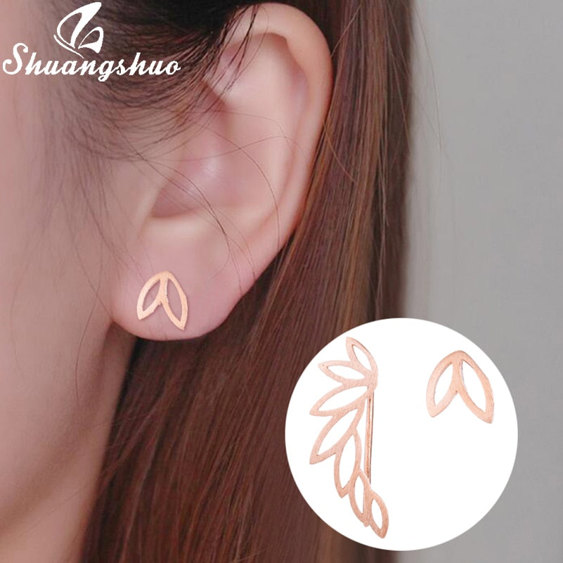 Leaf Stud Punk Earrings  - The Jewellery House