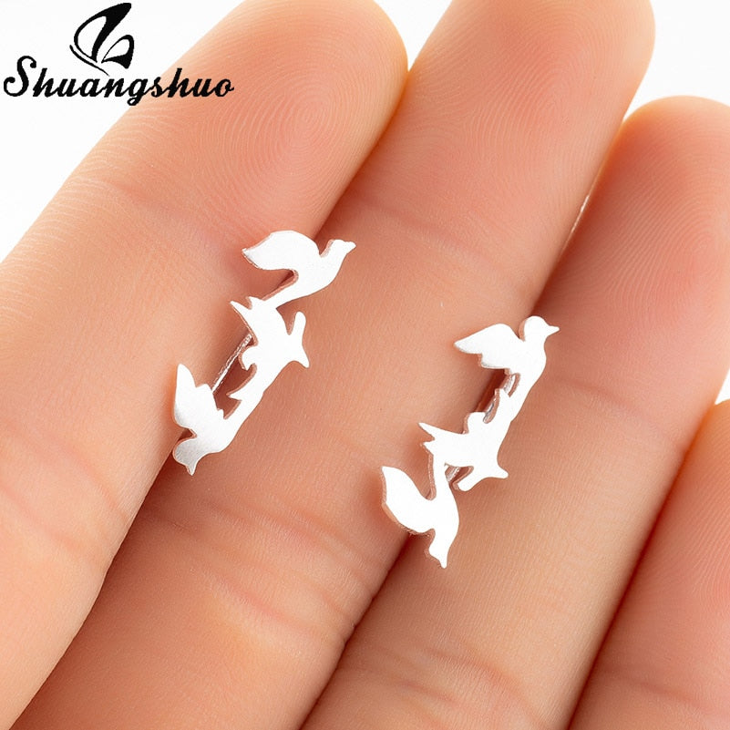 Leaf Stud Punk Earrings  - The Jewellery House