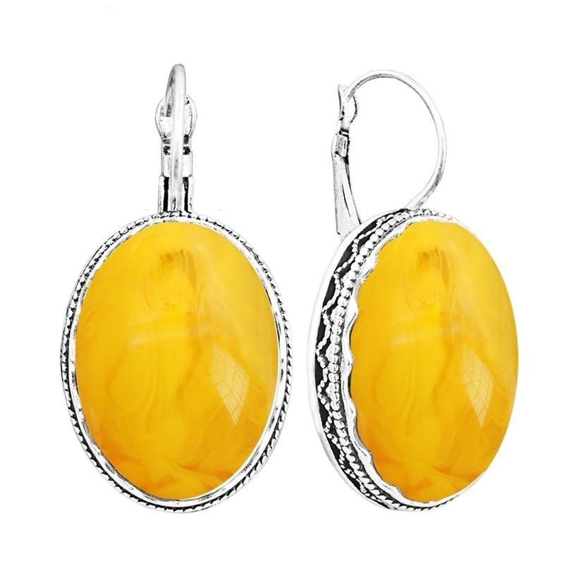 Big Simulated Ambers Oval Earrings - the jewellery house