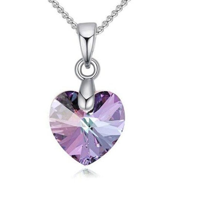 Mini Necklaces Crystals Small Silver Heart Pendant  - The Jewellery House