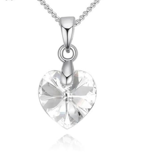 Mini Necklaces Crystals Small Silver Heart Pendant  - The Jewellery House