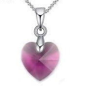 Mini Necklaces Crystals Small Silver Heart Pendant  - The Jewellery House