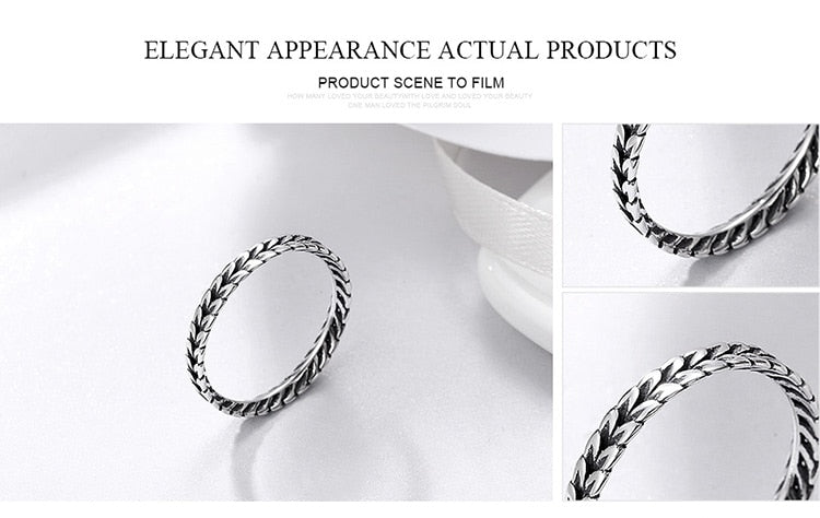 Wheat Shape Arrow  Stackable Ring Sterling Silver - The Jewellery House