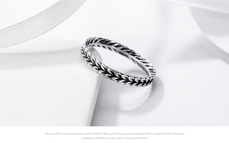 Wheat Shape Arrow  Stackable Ring Sterling Silver - The Jewellery House