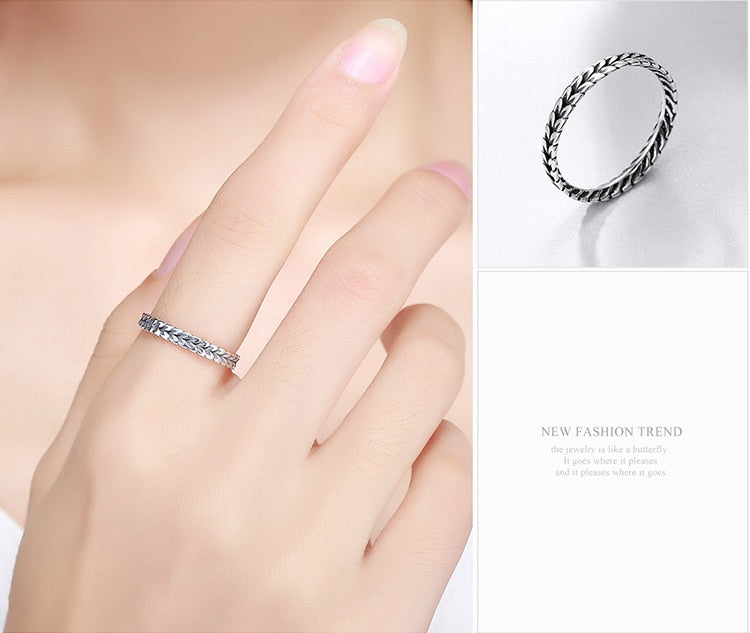 Wheat Shape Arrow  Stackable Ring Sterling Silver - The Jewellery House