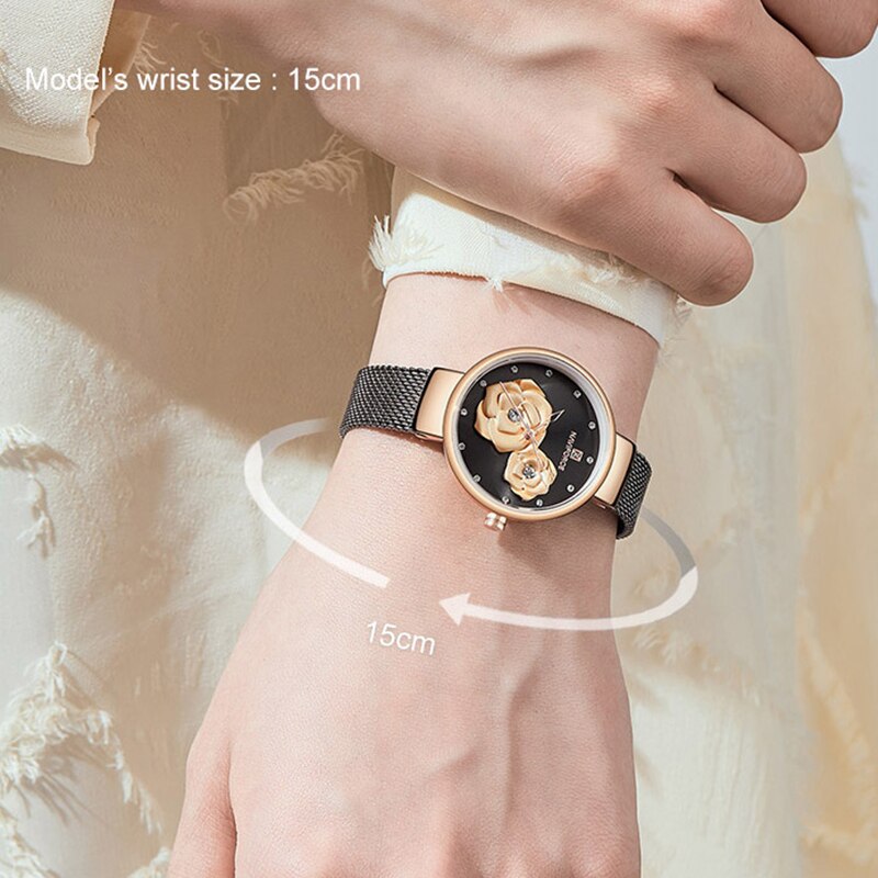 NAVIFORCE 3D Rose Fashion Ladies Watches for women - the jewellery house