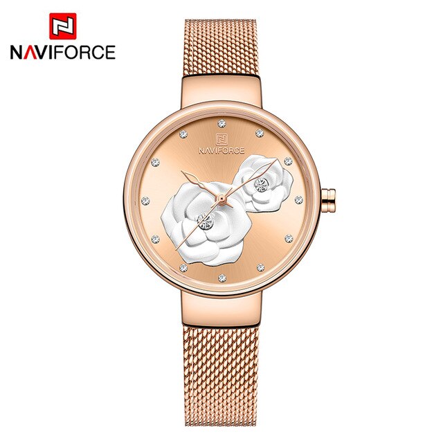 NAVIFORCE 3D Rose Fashion Ladies Watches for women - the jewellery house