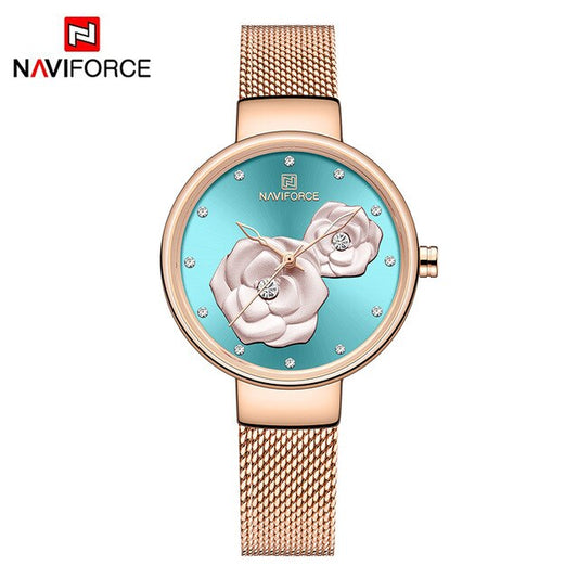 NAVIFORCE 3D Rose Fashion Ladies Watches for women - the jewellery house