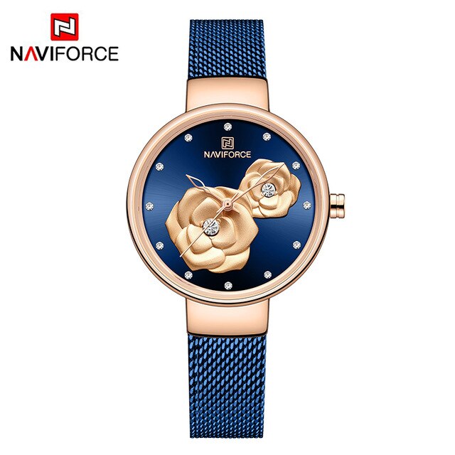 NAVIFORCE 3D Rose Fashion Ladies Watches for women - the jewellery house