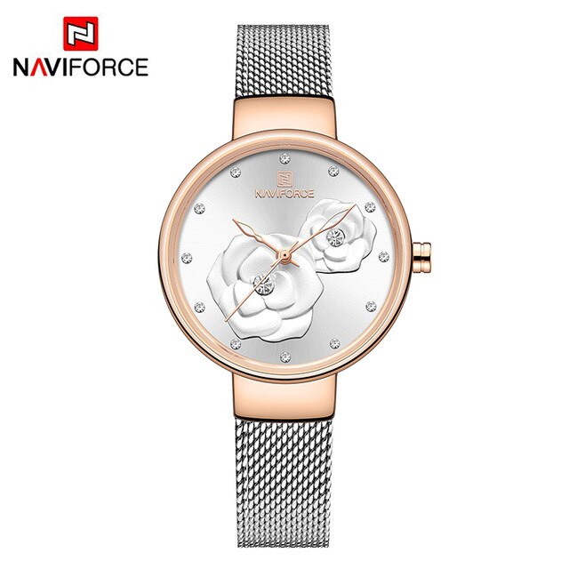 NAVIFORCE 3D Rose Fashion Ladies Watches for women - the jewellery house