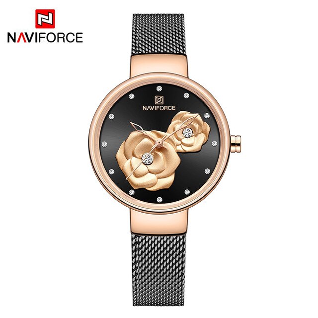 NAVIFORCE 3D Rose Fashion Ladies Watches for women - the jewellery house