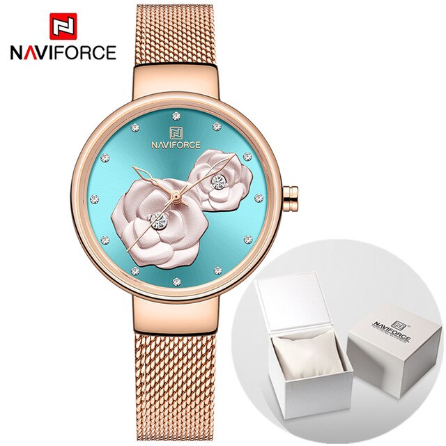 NAVIFORCE 3D Rose Fashion Ladies Watches for women - the jewellery house