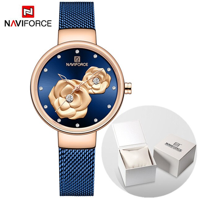 NAVIFORCE 3D Rose Fashion Ladies Watches for women - the jewellery house