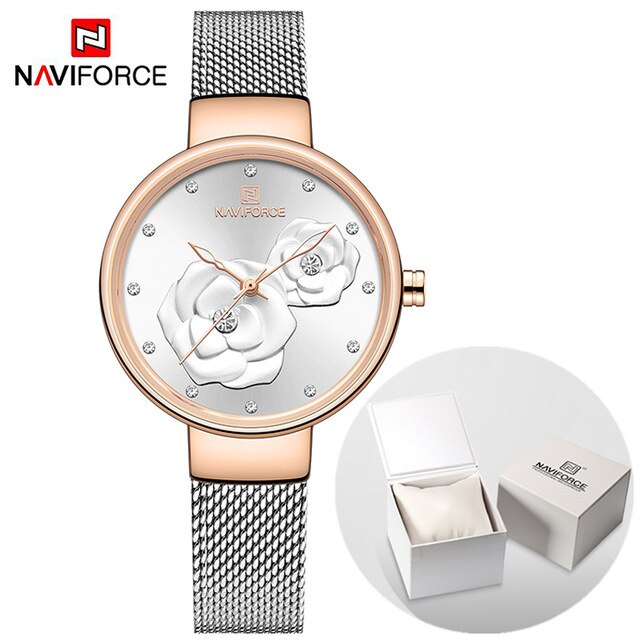 NAVIFORCE 3D Rose Fashion Ladies Watches for women - the jewellery house