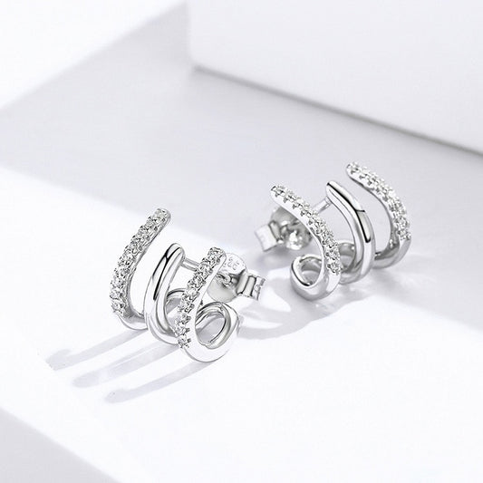 Love Rotation Unusual Silver Stud Earrings - The Jewellery House