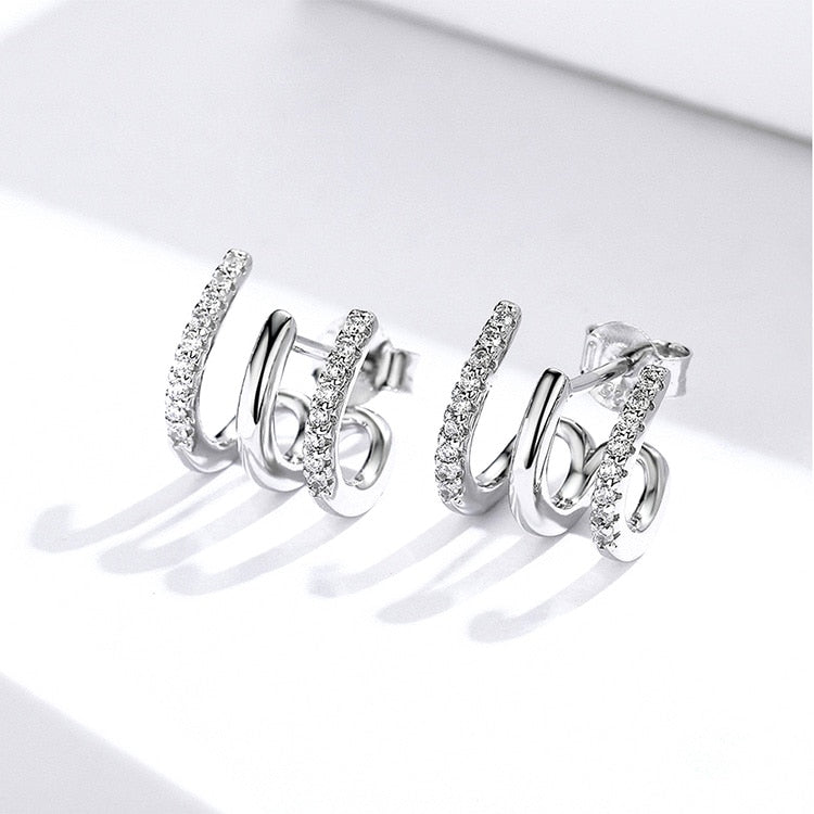 Love Rotation Unusual Silver Stud Earrings - The Jewellery House