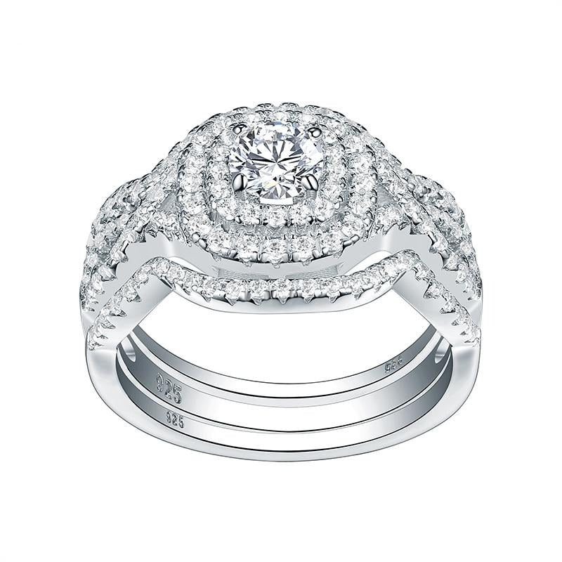 Luxury 2.1 Ct CZ Wedding Sterling Silver Rings Jewelry  - The Jewellery House