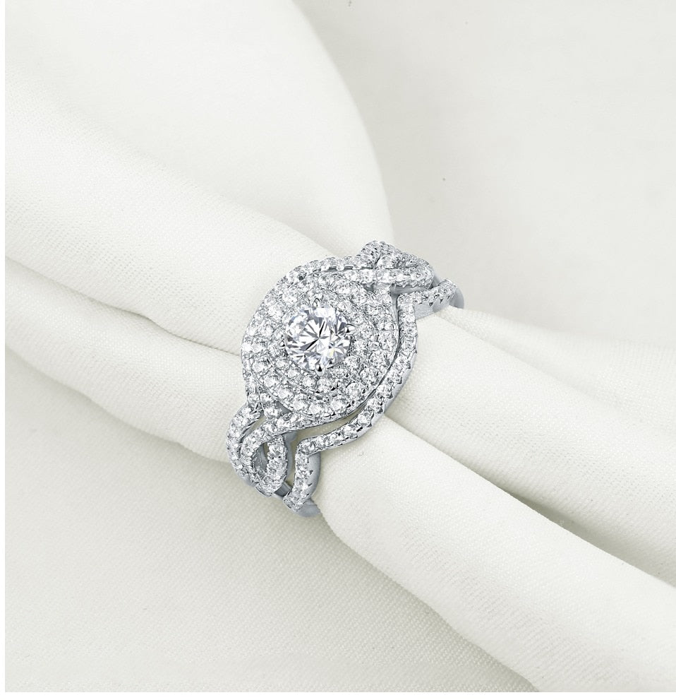 Luxury 2.1 Ct CZ Wedding Sterling Silver Rings Jewelry  - The Jewellery House