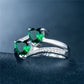 Zircons Double Heart Silver Ring - the jewellery house