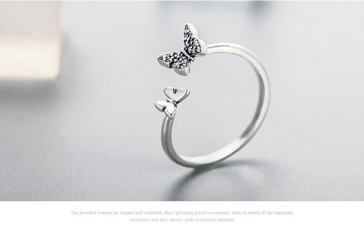 Sterling Silver Butterflies Dancing Elegant Rings - The Jewellery House