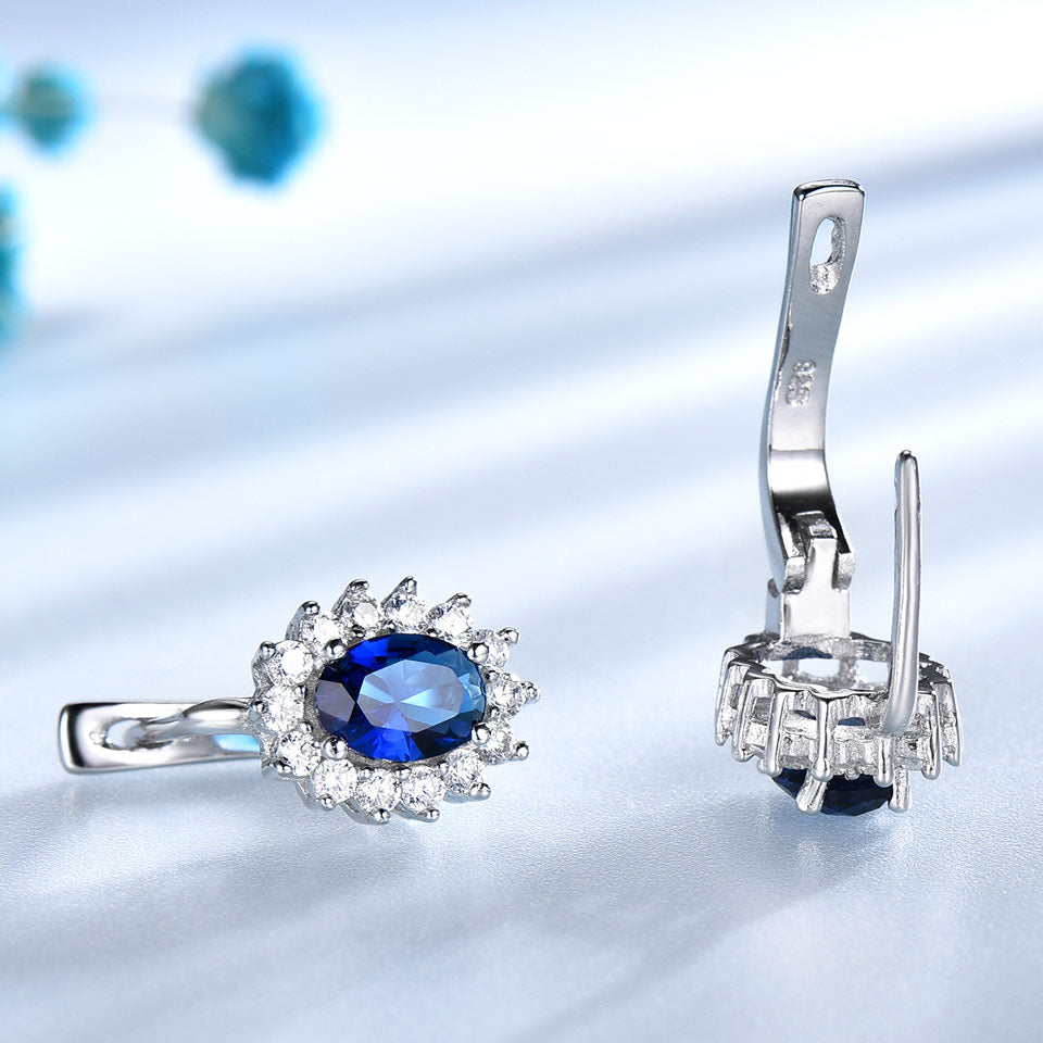 Silver Sapphire Clip Earrings Blue - the jewellery house