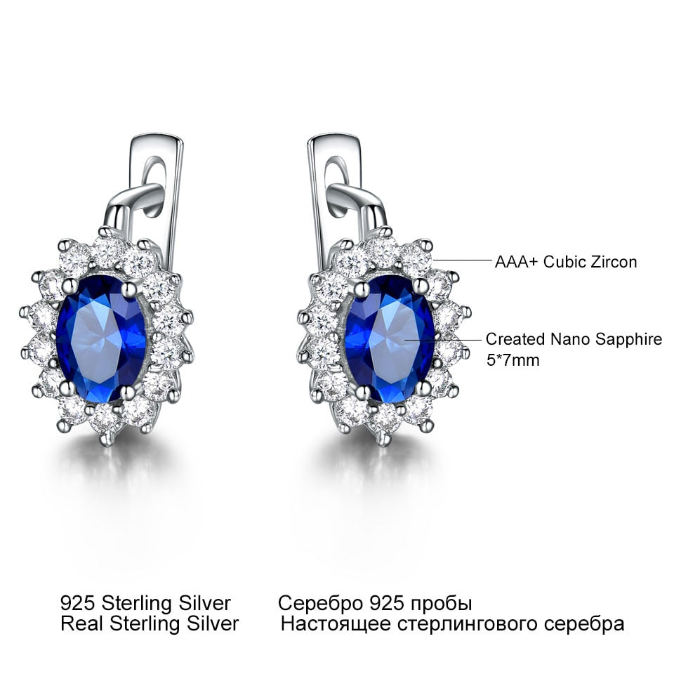 Silver Sapphire Clip Earrings Blue - the jewellery house