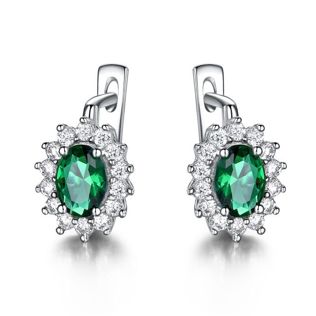 Silver Sapphire Clip Earrings Green- the jewellery house