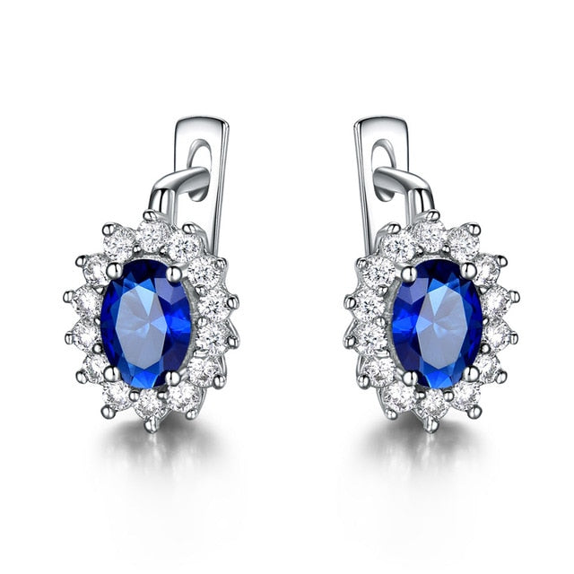 Silver Sapphire Clip Earrings Blue - the jewellery house