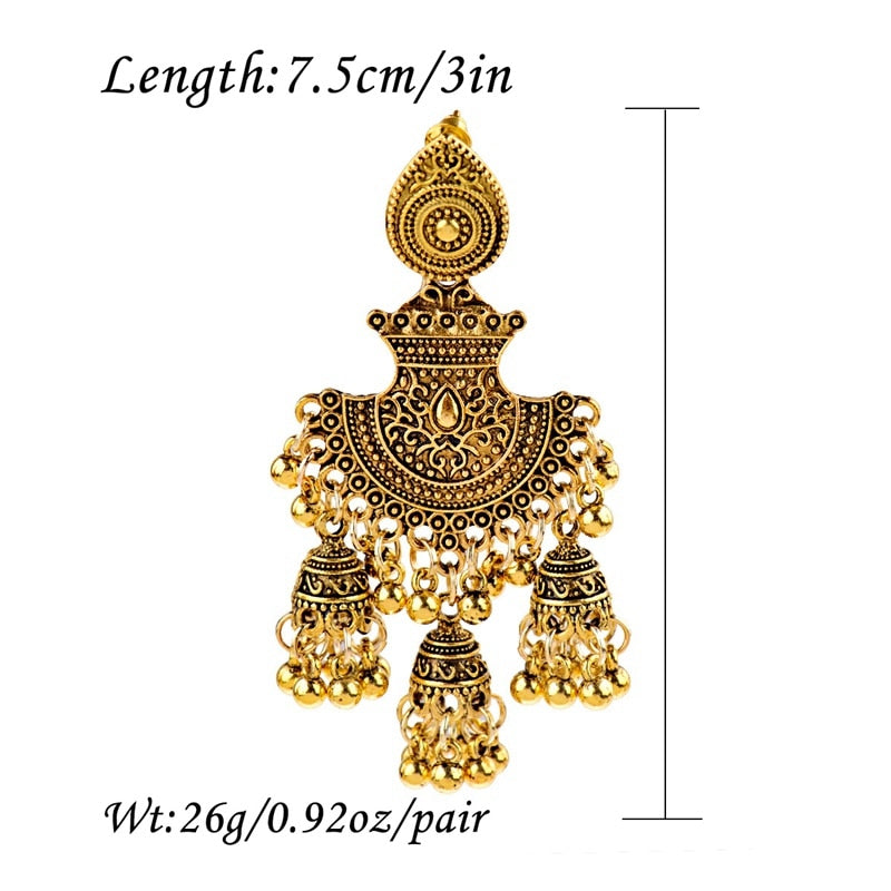 Jhumka Tassel Dangling Indian Bell Earrings - The Jewellery House