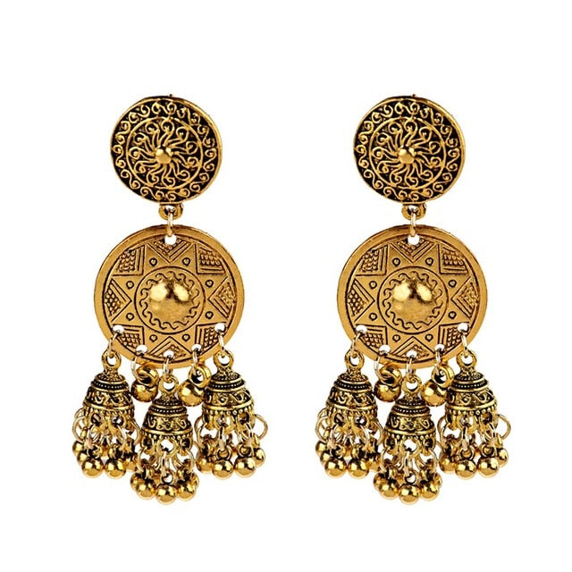 Jhumka Tassel Dangling Indian Bell Earrings - The Jewellery House