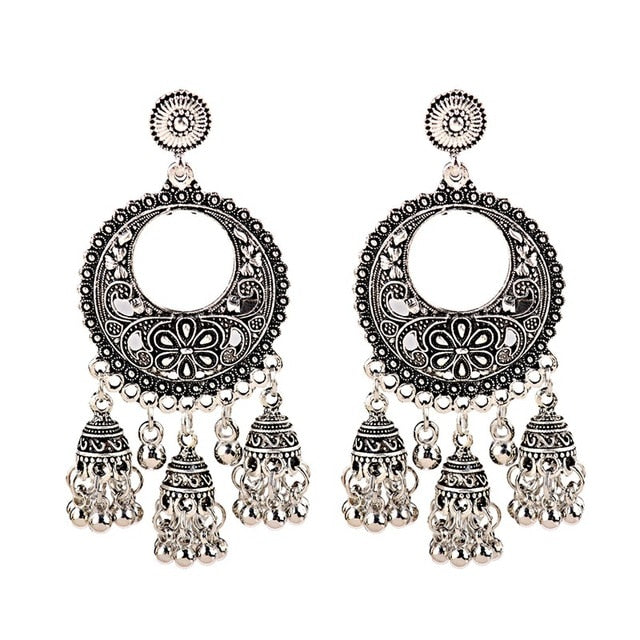 Jhumka Tassel Dangling Indian Bell Earrings - The Jewellery House