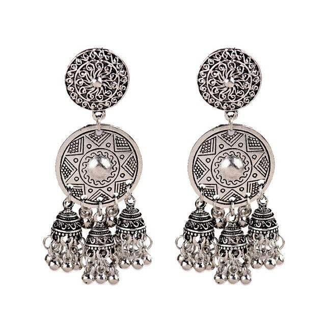 Jhumka Tassel Dangling Indian Bell Earrings - The Jewellery House