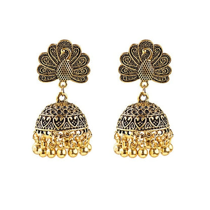 Jhumka Tassel Dangling Indian Bell Earrings - The Jewellery House