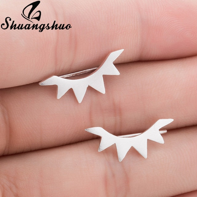 Leaf Stud Punk Earrings  - The Jewellery House