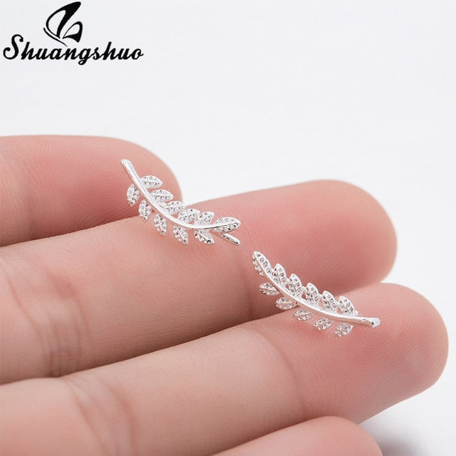 Leaf Stud Punk Earrings  - The Jewellery House