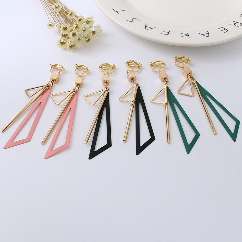 Fashion Triangle Ear Clip Earrings Without Piercing  -The Jewellery House