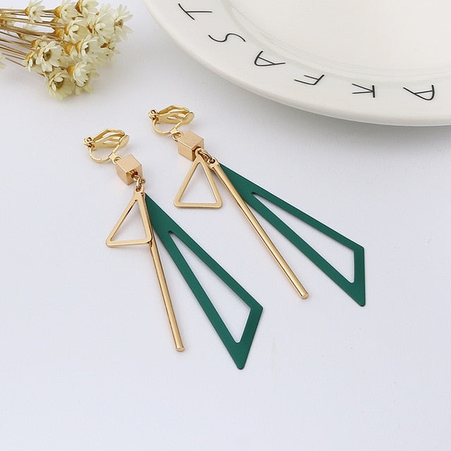 Fashion Triangle Ear Clip Earrings Without Piercing  -The Jewellery House