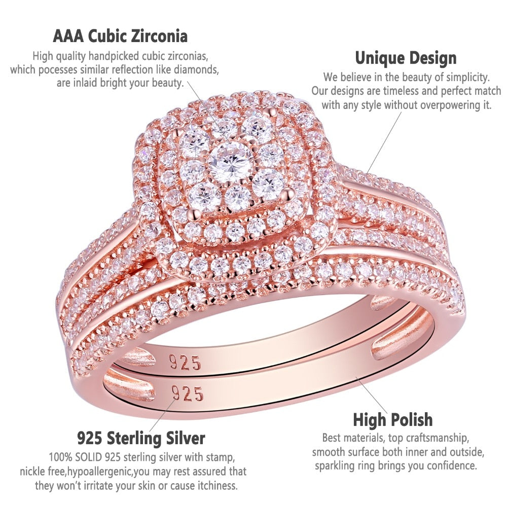 Zircon Rose Wedding Ring set - the jewellery house