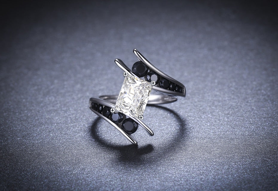 Row Black Silver Wedding Rings - The Jewellery House