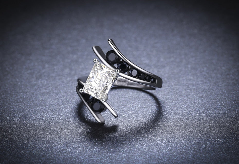 Row Black Silver Wedding Rings - The Jewellery House