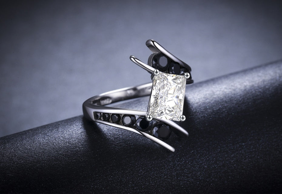 Row Black Silver Wedding Rings - The Jewellery House